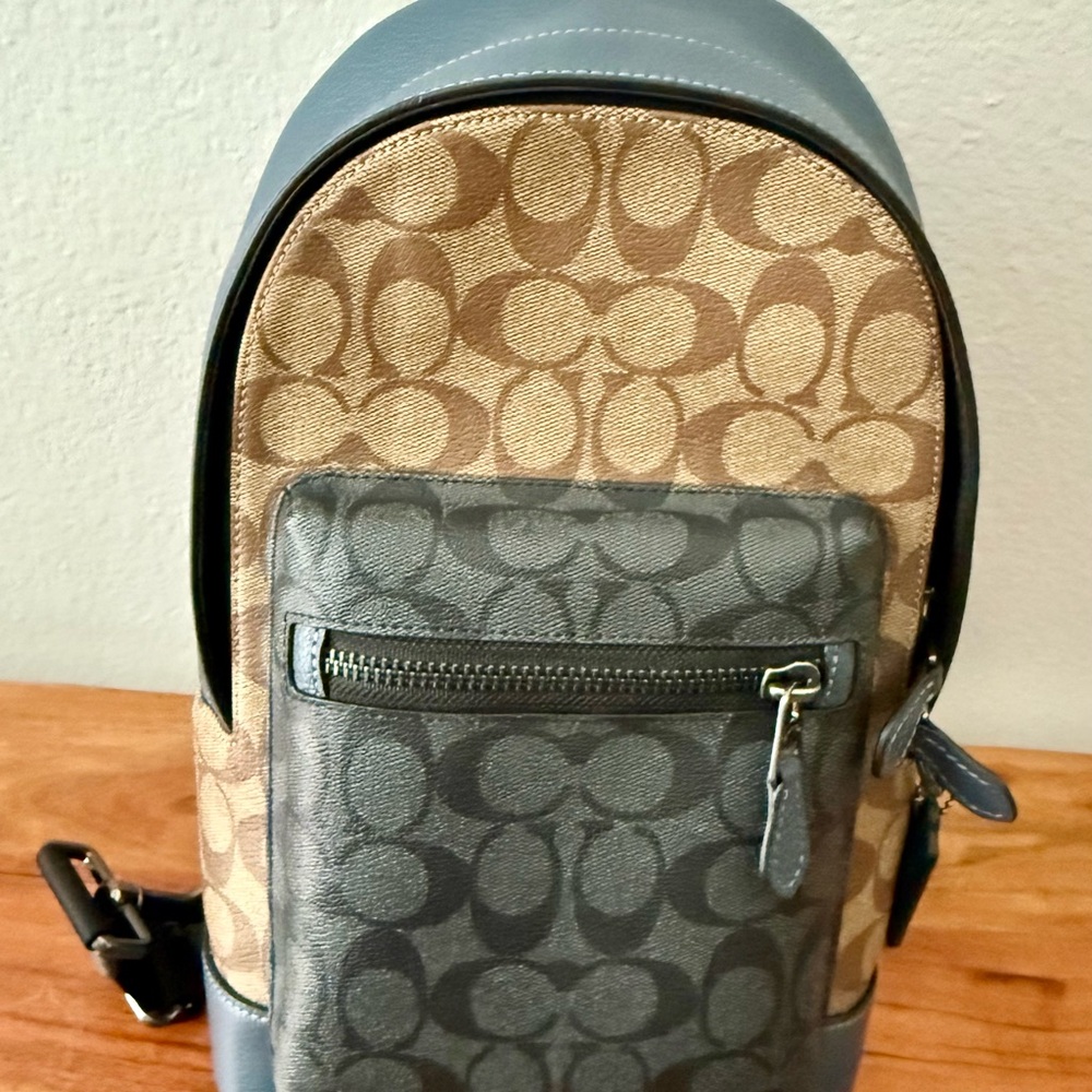 Coach Tan and Blue Signature Backpack Brand New with Tags